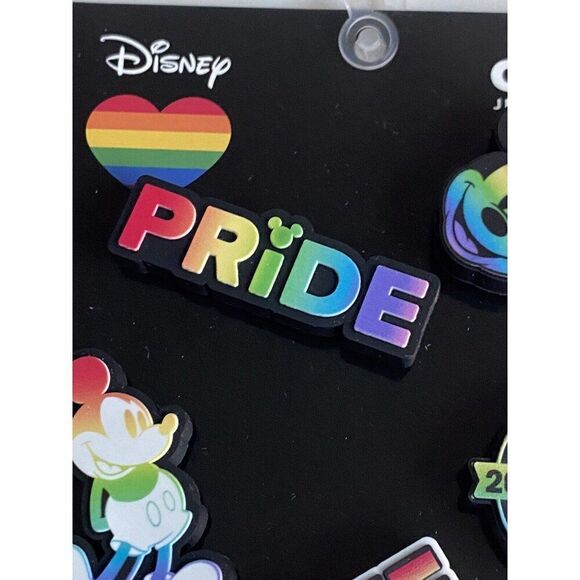 5 Pc Crocs Authentic Jibbitz Charms Disney Mickey Mouse Pride Pack Love Rainbow - Picture 2 of 8